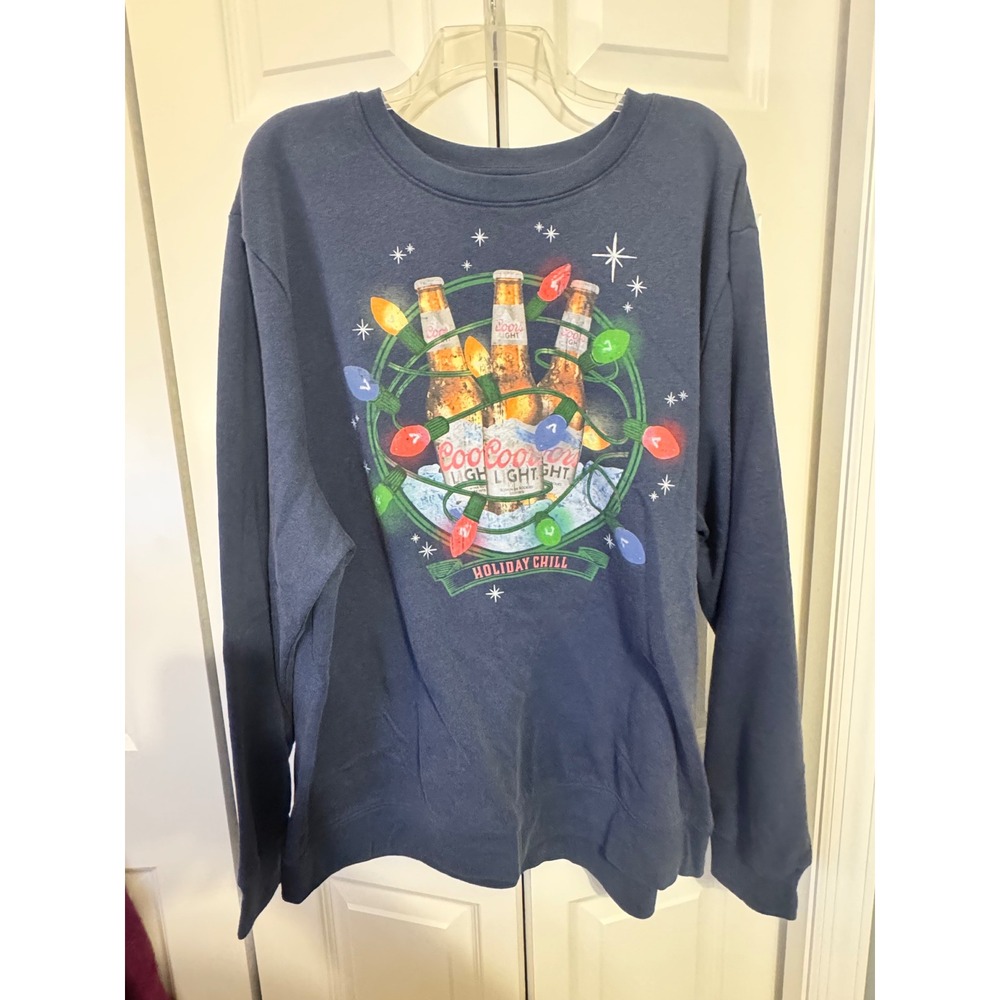 Coors Light‎ Holiday Chill Long Sleeve Sweatshirt XXL Blue Graphic Print